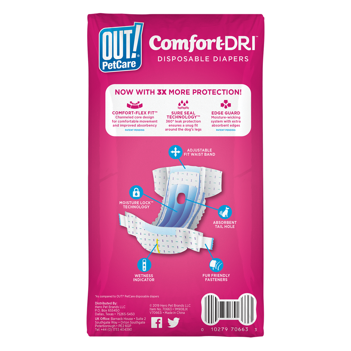 Pañales Desechables para Perras OUT! Comfort-DRI