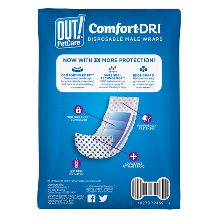 Fajas Desechables para Perros Machos OUT! Comfort-DRI