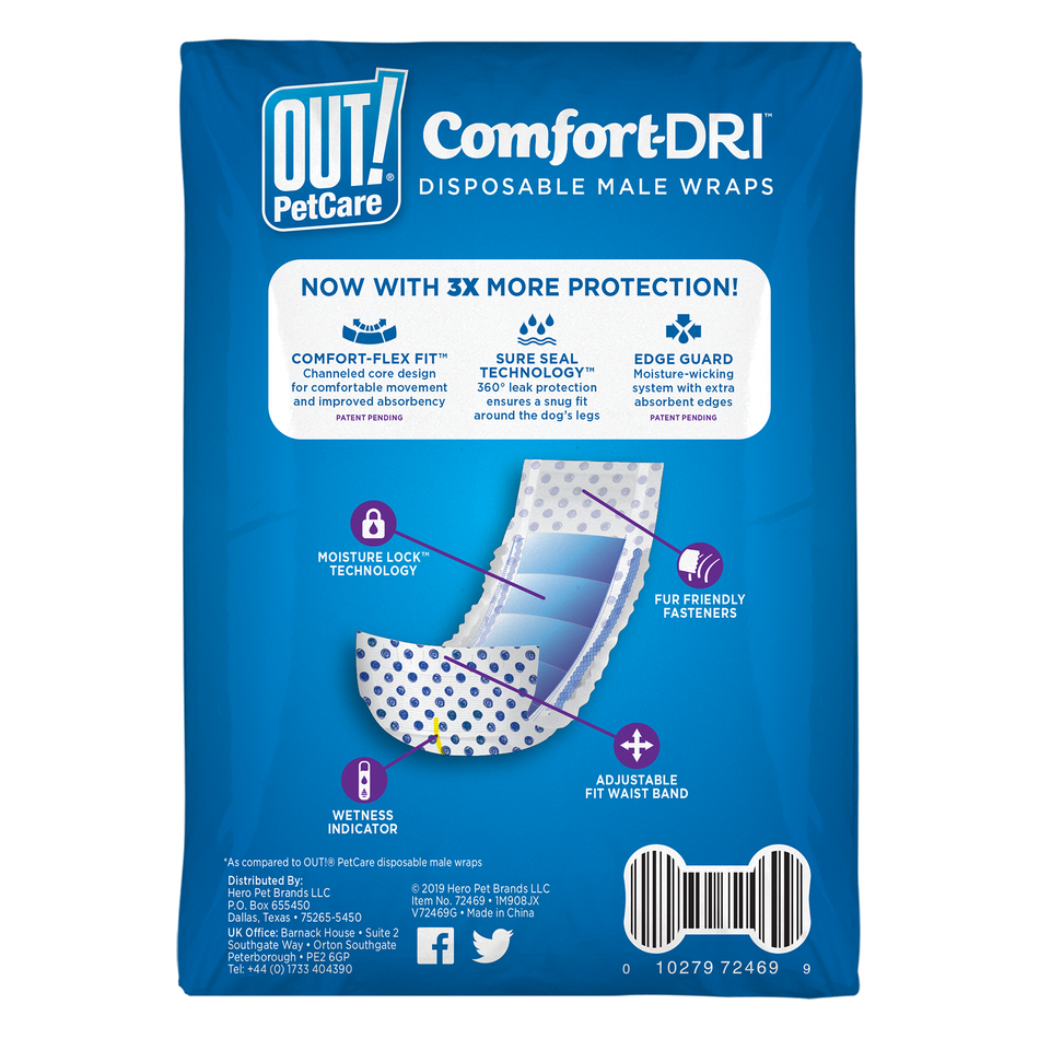 Fajas Desechables para Perros Machos OUT! Comfort-DRI