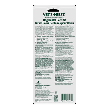 Kit Dental para Perros Vet's Best – Pasta Enzimática y Cepillo Triple