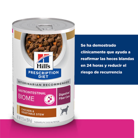 Hill's Prescription Diet Gastrointestinal Biome Estofado de Pollo y Vegetales – Alimento Húmedo para Perros 354 g