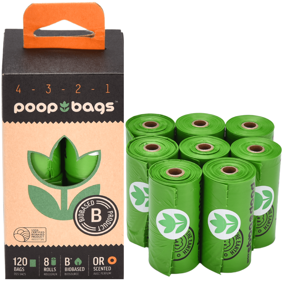 Bolsas Poop Bags Countdown Aroma Naranja – 8 Rollos (120 Bolsas)