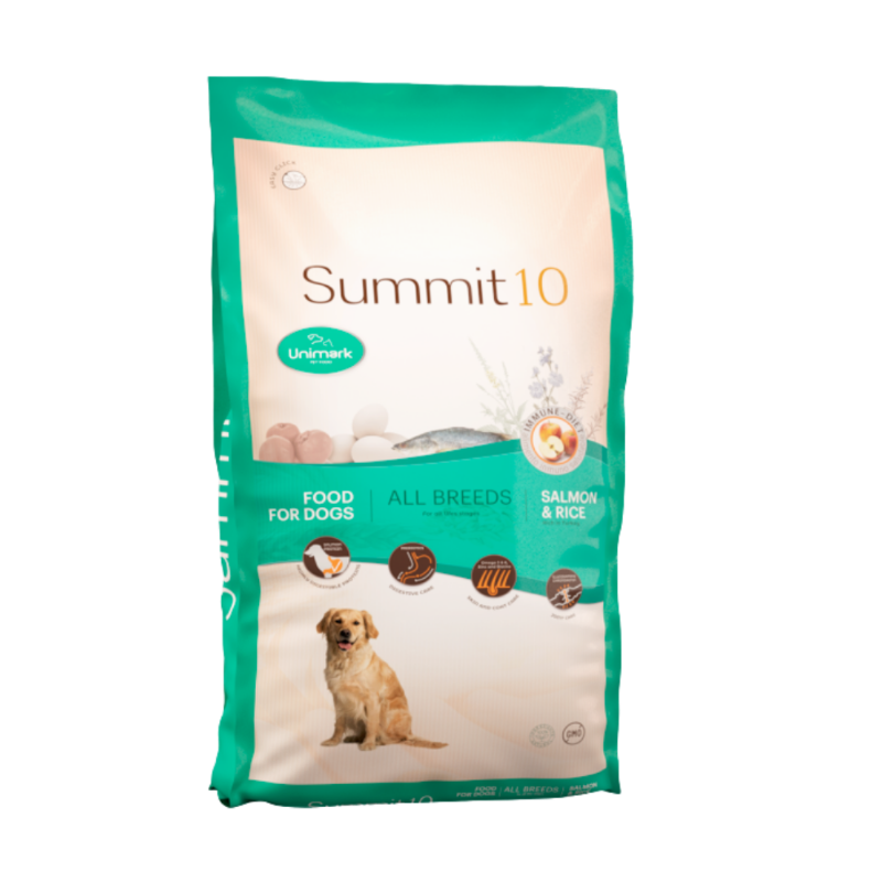 Summit 10 sabor salmón y manzana para perros adultos de 15 kg