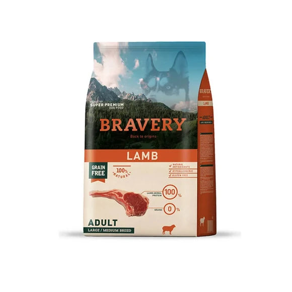 BRAVERY LAMB ADULT LARGE/MEDIUM BREED 12 KGS