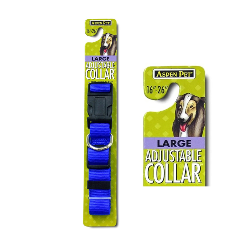 Aspen Pet Nylon Adjustable Dog Collar, Royal Blue (1" x16-26)